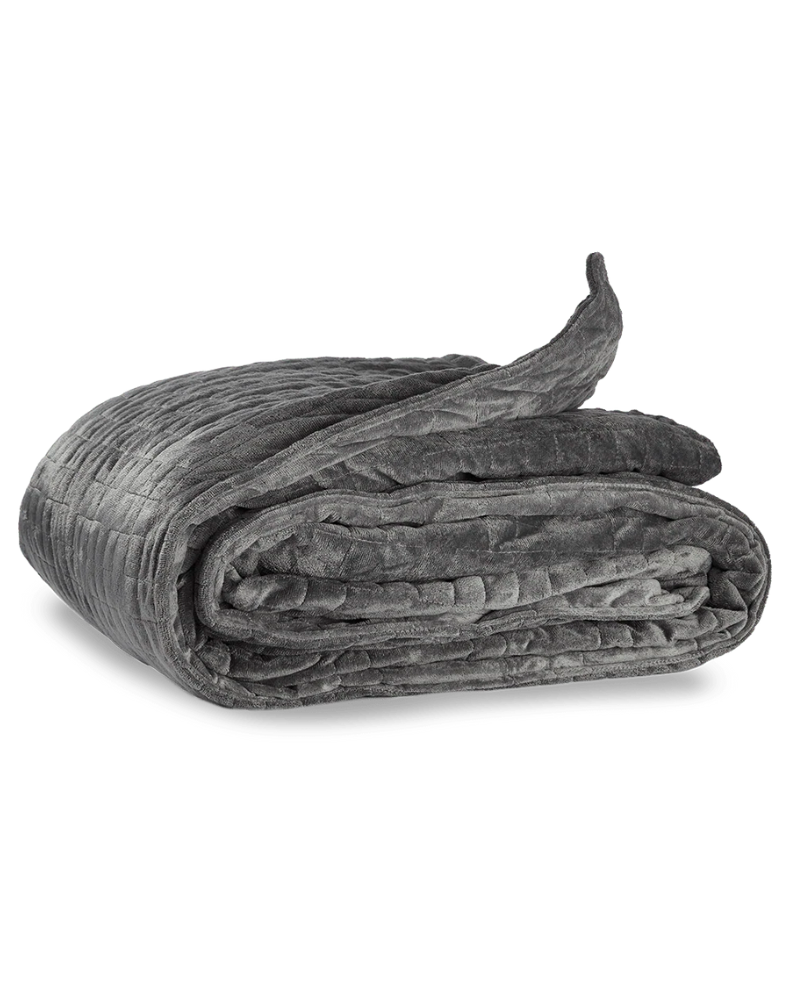 grey quilted velvet blanket